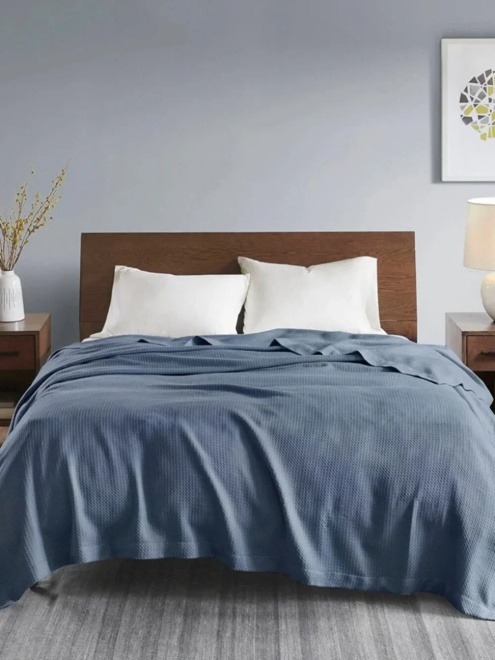 Madison Park Egyptian Cotton King Blanket Blue (MP51N-6430)